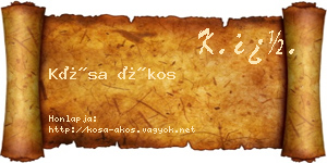 Kósa Ákos névjegykártya